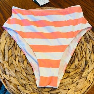 Roxy Hugh waisted swim bottoms horizontal stripes new